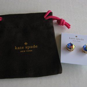 Kate Spade NY Gold Tone Gumdrops Round Studs Earrings Iridescent Crystals